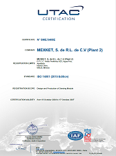 환경시스템 인증서 : ISO14001 (멕시코2공장)